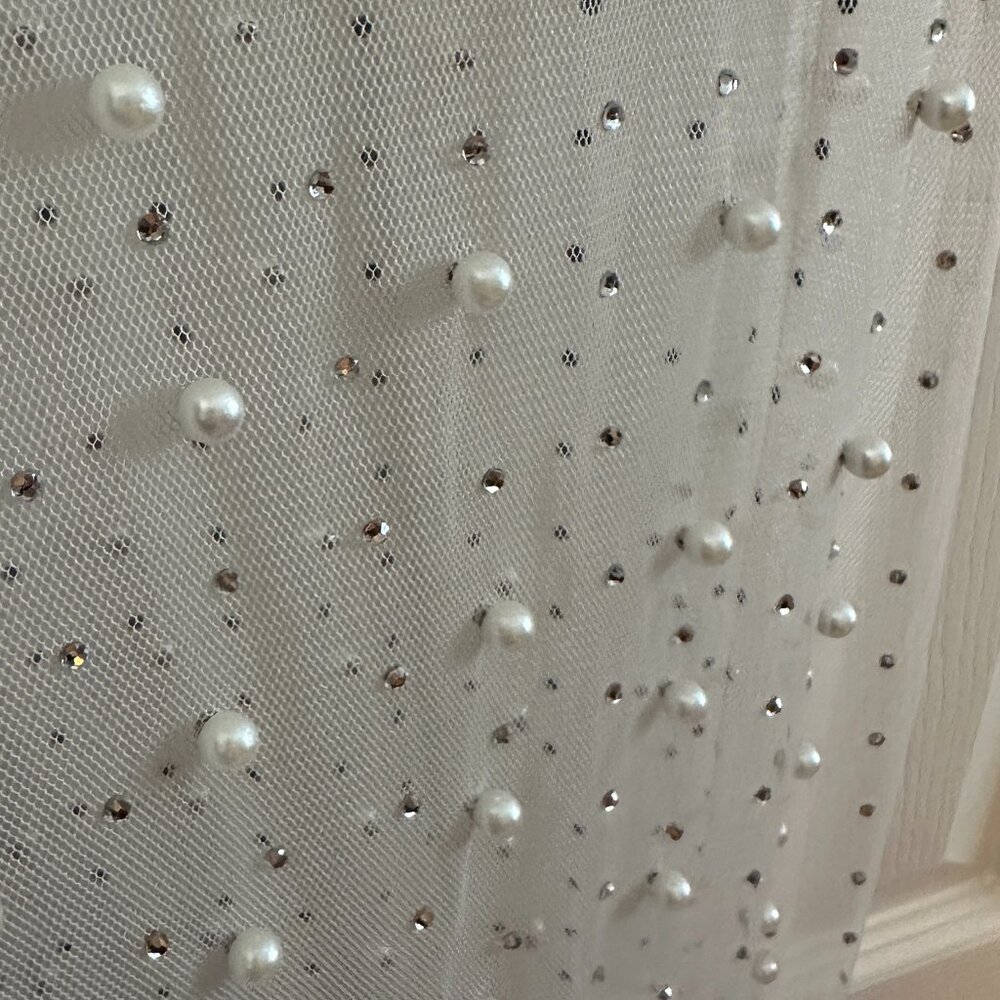 Sheer Mesh Pearl Rhinestone Cover Up Maxi Dress